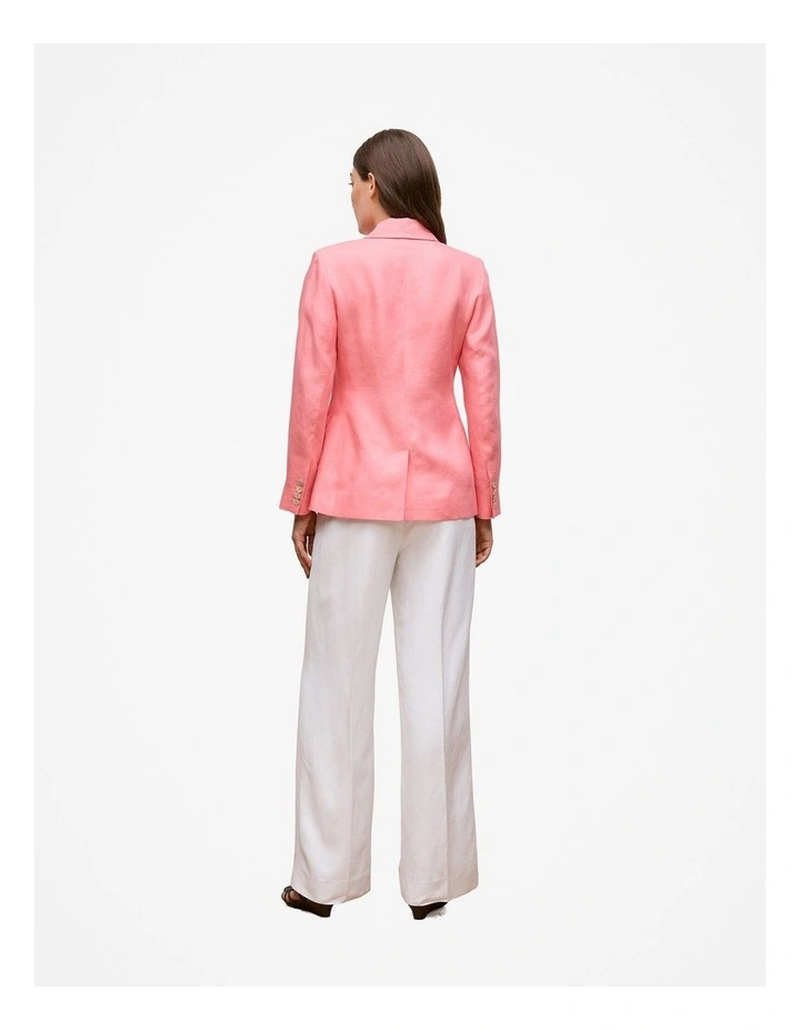 Linen Twill Single Breasted Blazer in Pink Peony image 5
