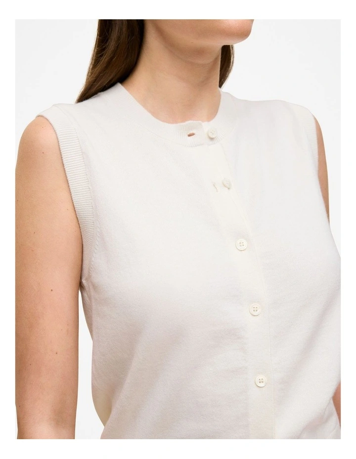 Cotton Cashmere Knit Vest in White image 4