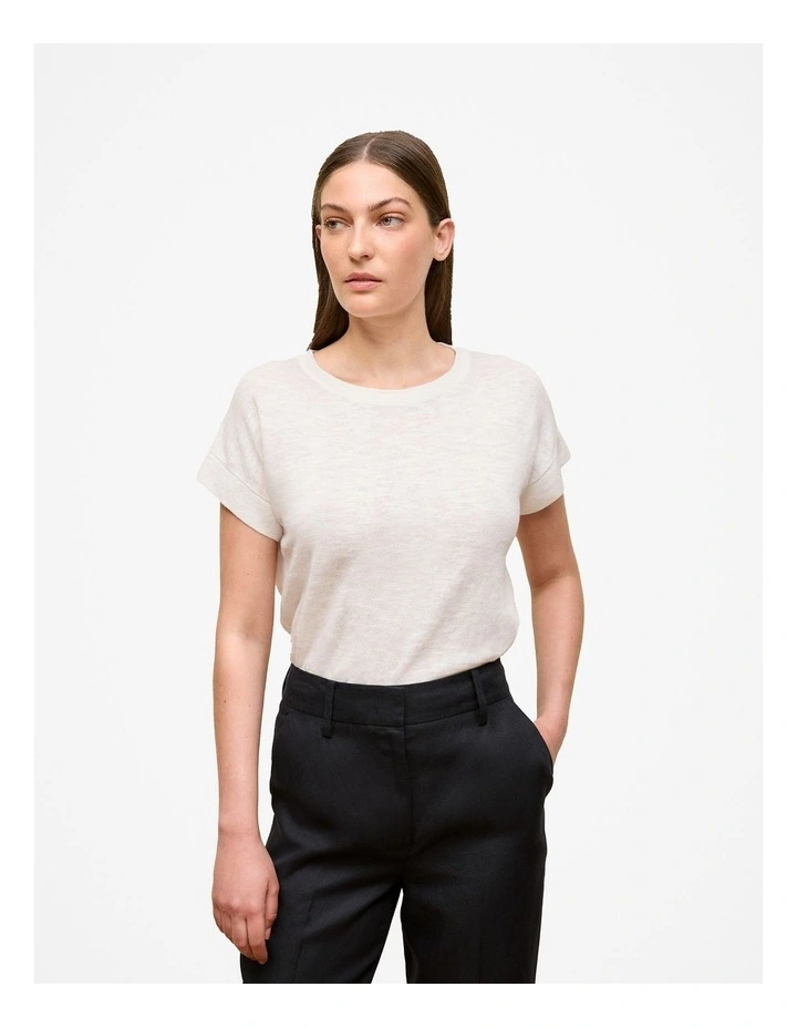 Linen Cotton Relaxed T-shirt in White image 1