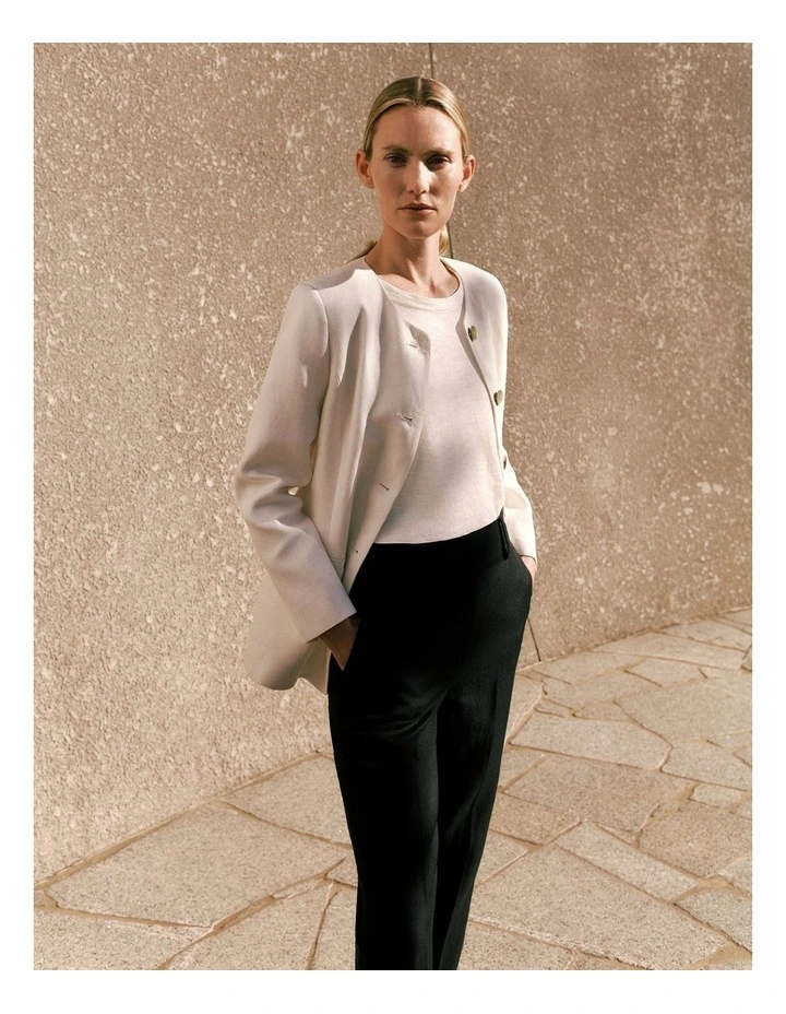 Linen Cotton Relaxed T-shirt in White image 2