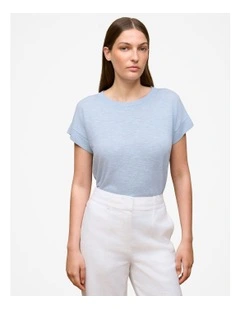 Linen Cotton Relaxed T-shirt in Ice Blue