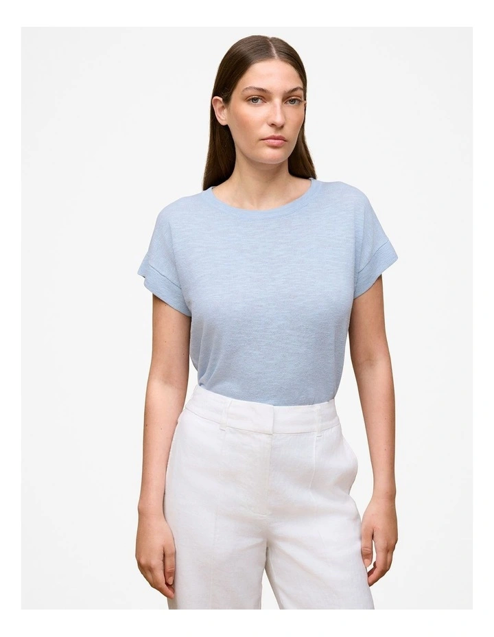 Linen Cotton Relaxed T-shirt in Ice Blue image 1