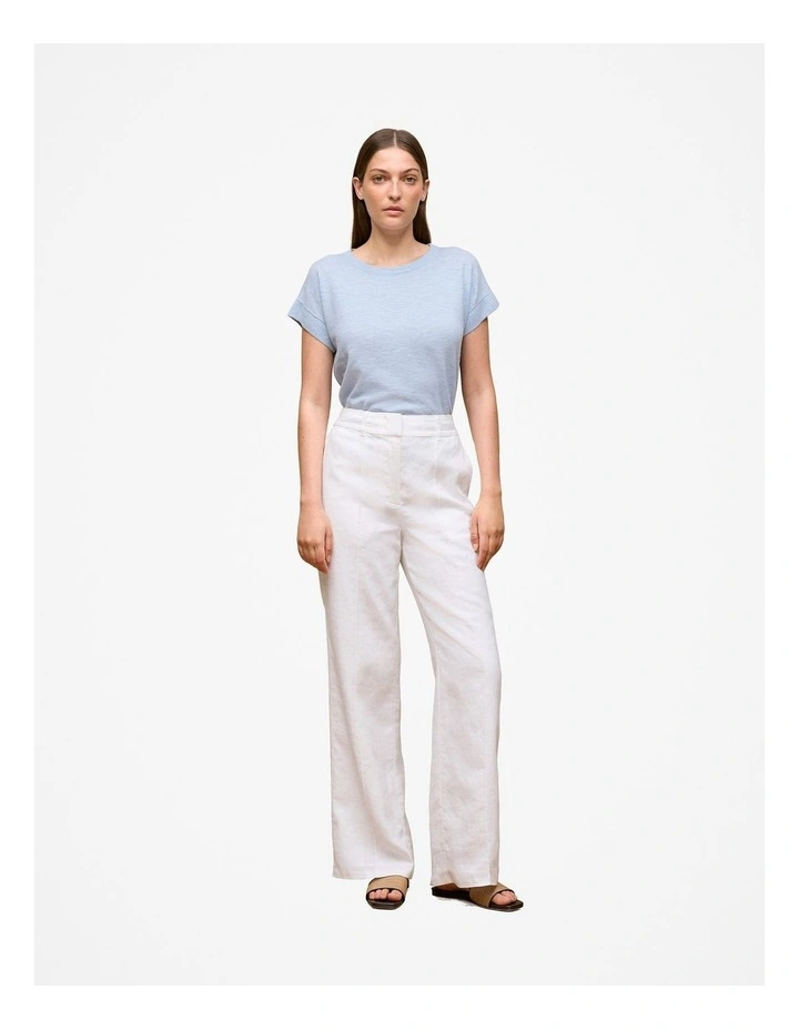 Linen Cotton Relaxed T-shirt in Ice Blue image 2