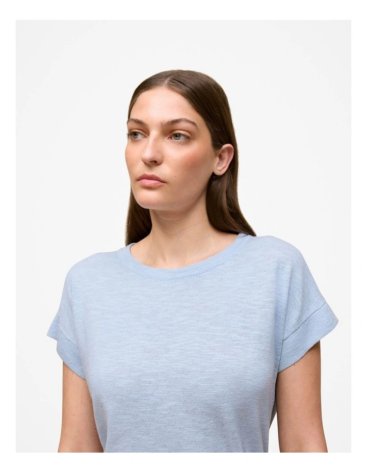 Linen Cotton Relaxed T-shirt in Ice Blue image 3