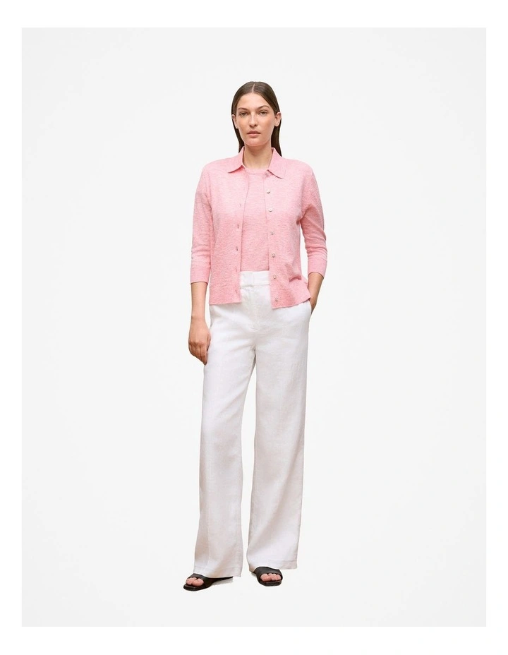 Linen Cotton Mouline Relaxed T-shirt in Pink Peony image 3