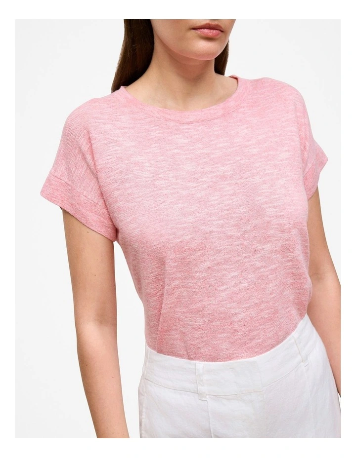 Linen Cotton Mouline Relaxed T-shirt in Pink Peony image 4