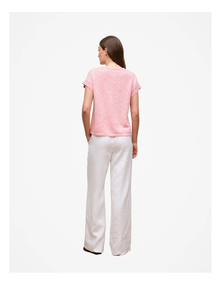 Linen Cotton Mouline Relaxed T-shirt in Pink Peony image 5