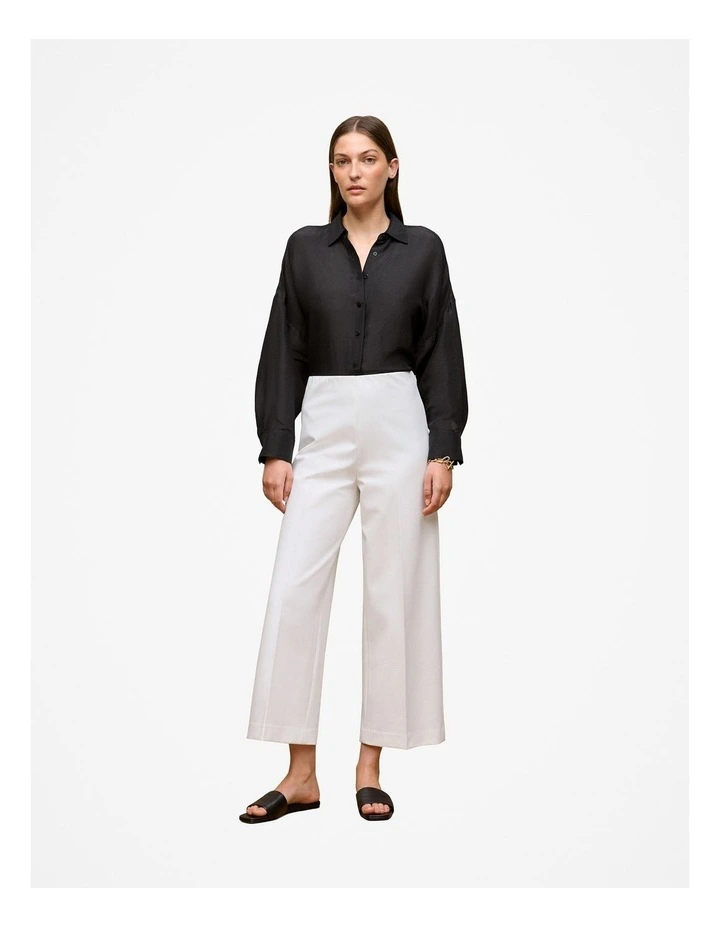 Bi-Stretch Soft Culotte Pant in White image 2