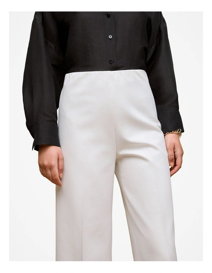 Bi-Stretch Soft Culotte Pant in White image 3