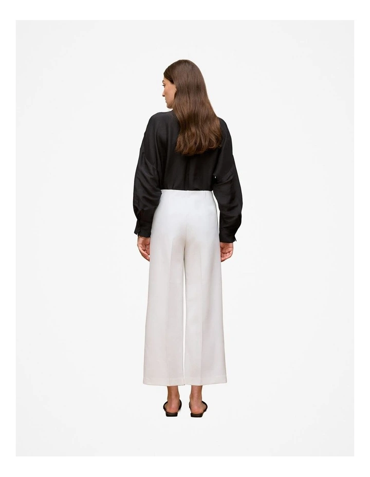 Bi-Stretch Soft Culotte Pant in White image 4