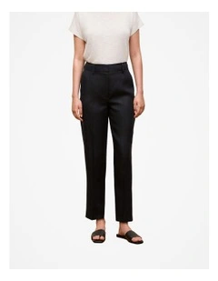 Linen Tapered Leg Pant in Black