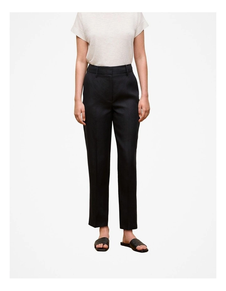 Linen Tapered Leg Pant in Black image 1
