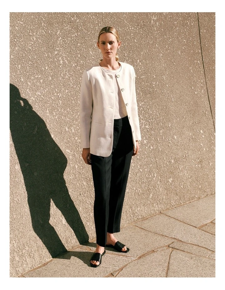 Linen Tapered Leg Pant in Black image 2