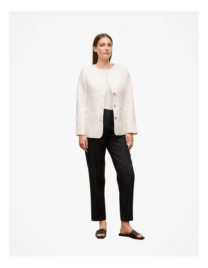 Linen Tapered Leg Pant in Black image 3