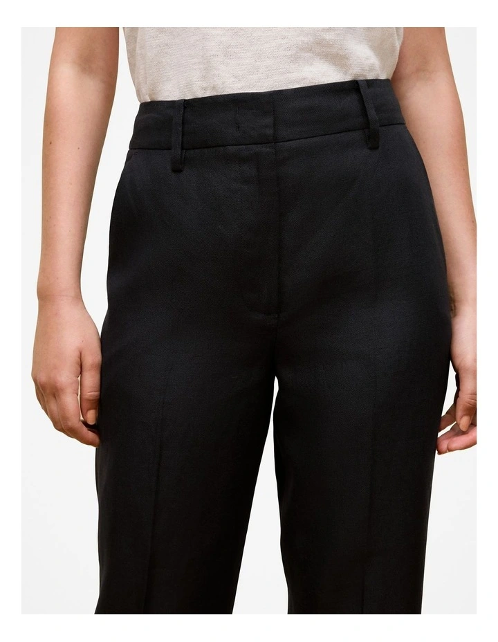 Linen Tapered Leg Pant in Black image 4