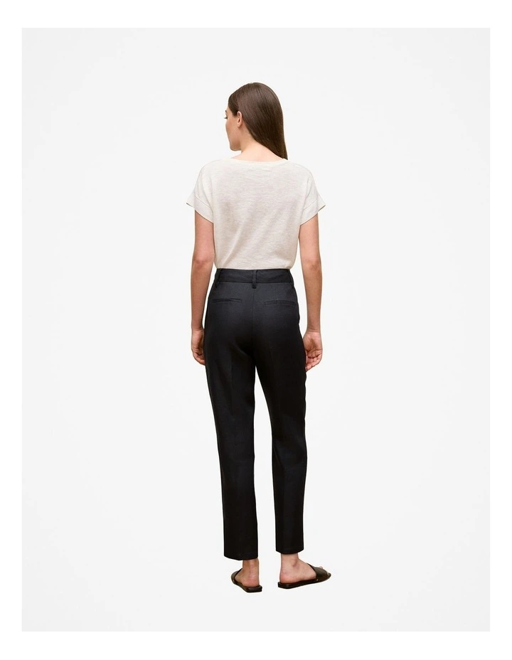 Linen Tapered Leg Pant in Black image 5