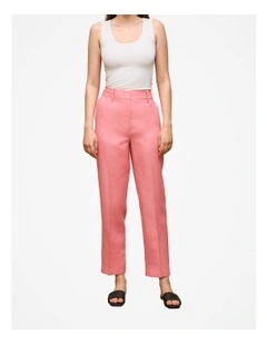 Linen Tapered Leg Pant in Pink Peony