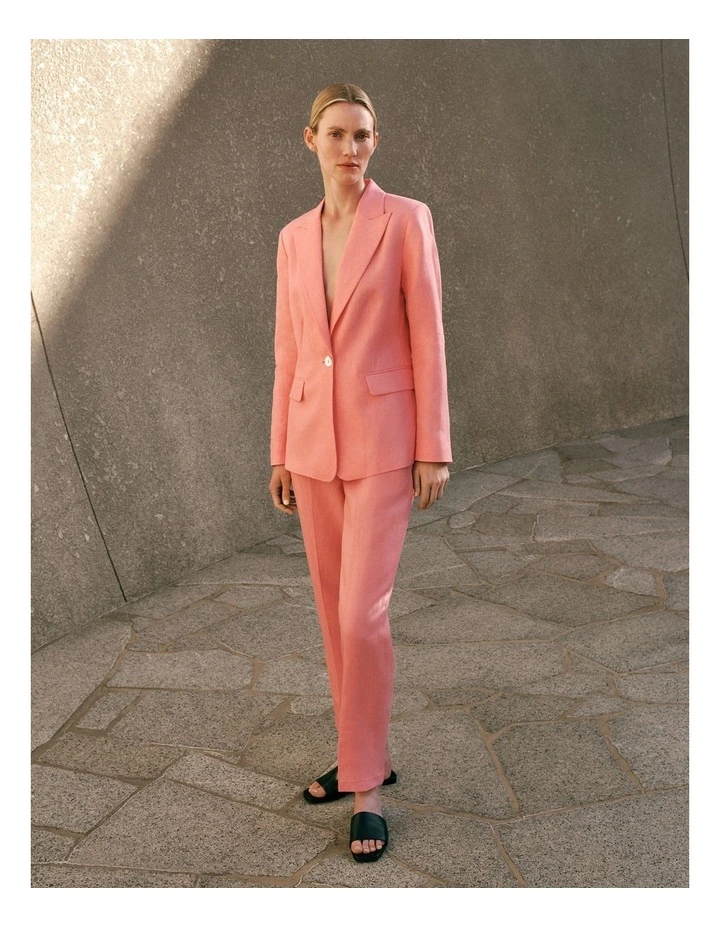 Linen Tapered Leg Pant in Pink Peony image 2