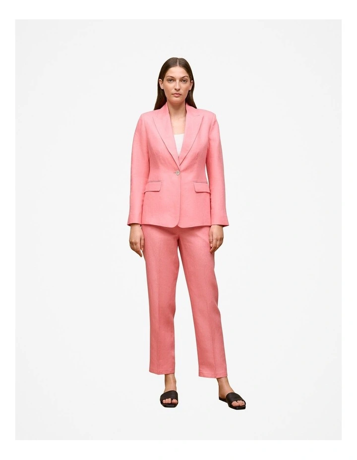 Linen Tapered Leg Pant in Pink Peony image 3