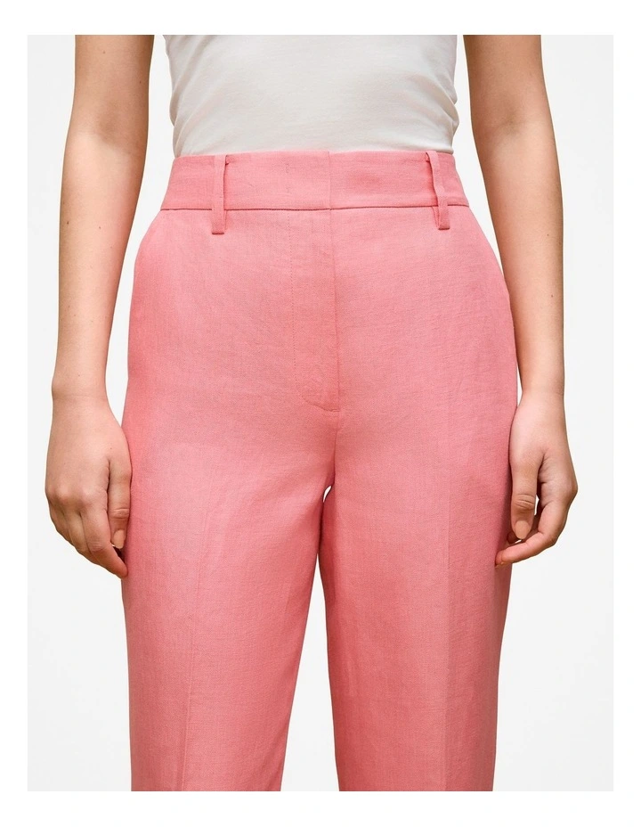 Linen Tapered Leg Pant in Pink Peony image 4