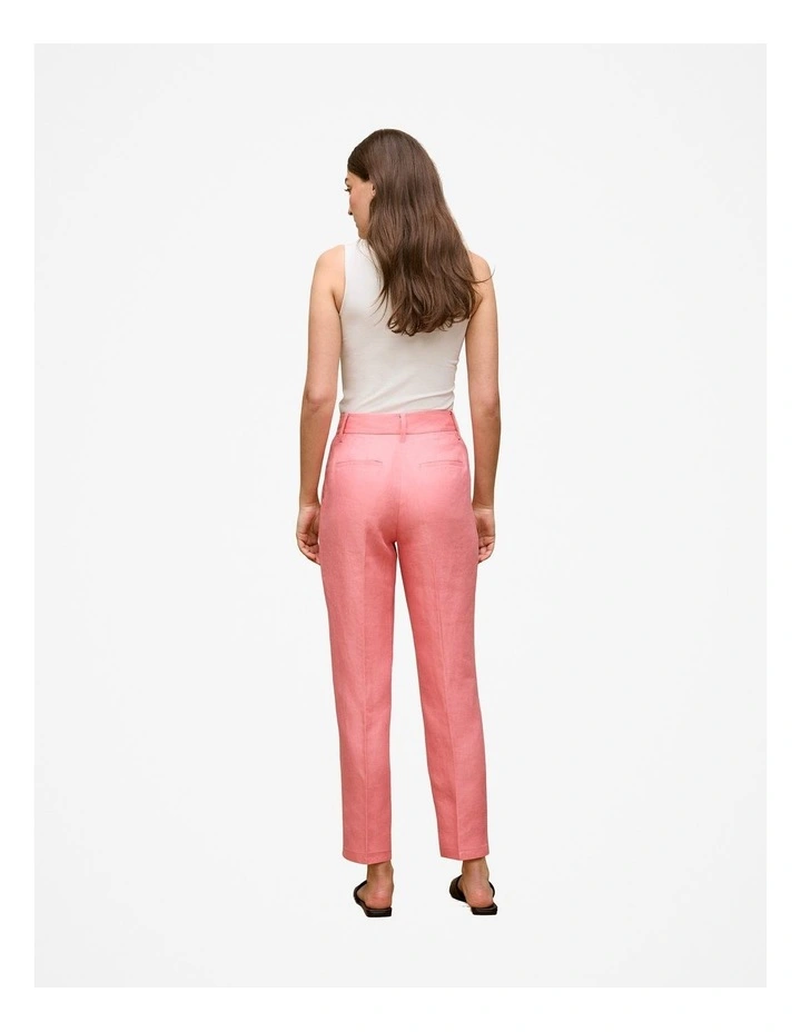 Linen Tapered Leg Pant in Pink Peony image 5