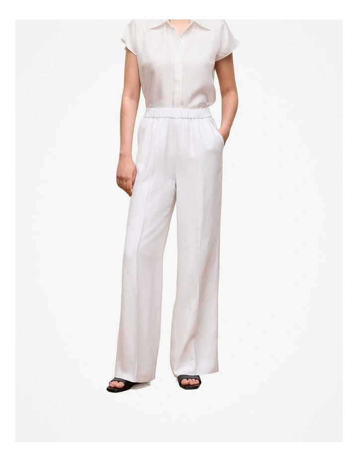 Soft Pinstitched Pant in White image 1