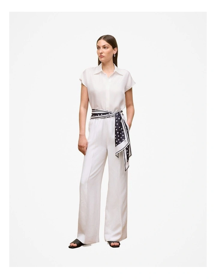 Soft Pinstitched Pant in White image 3