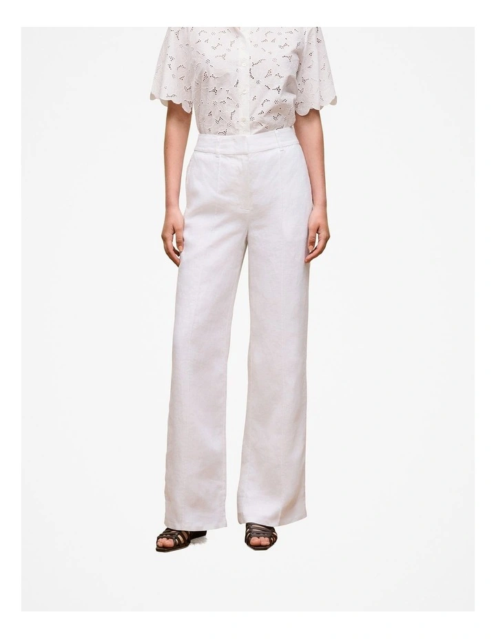 Linen Pintucked Pant in White image 1