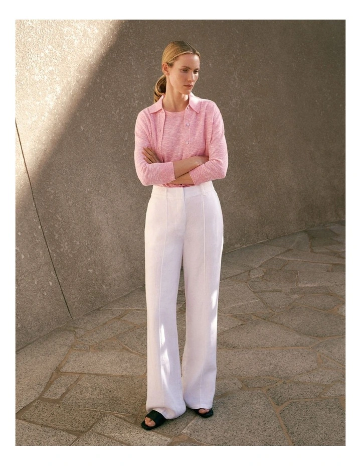 Linen Pintucked Pant in White image 2