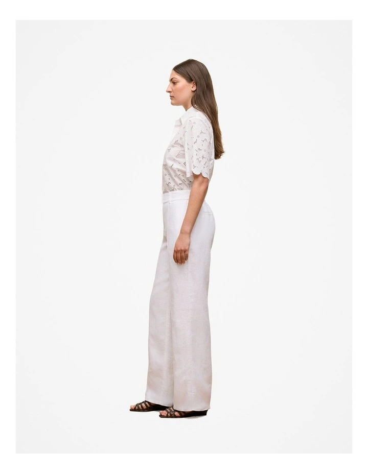Linen Pintucked Pant in White image 5