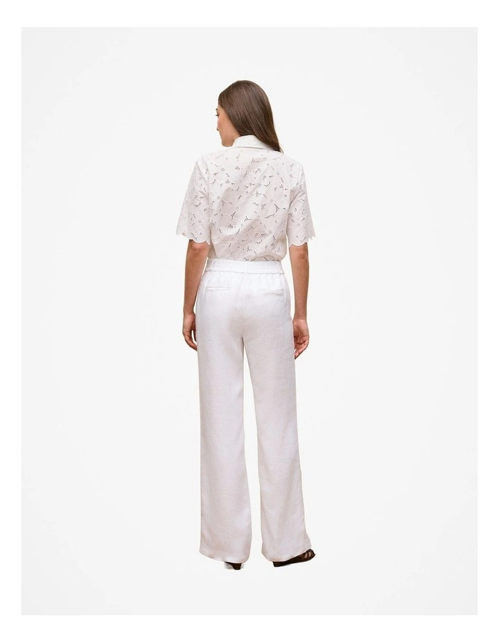 Linen Pintucked Pant in White image 6