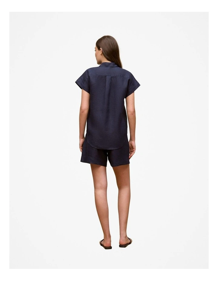 Linen Cap Sleeve Shirt in Night Sky image 4