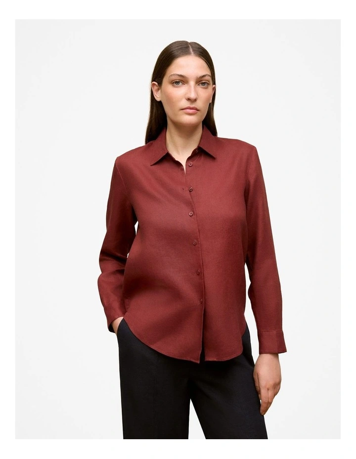 Linen Classic Shirt in Deep Red image 1