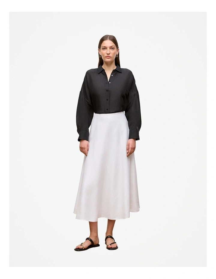 Linen Silk Resort Shirt in Black image 3