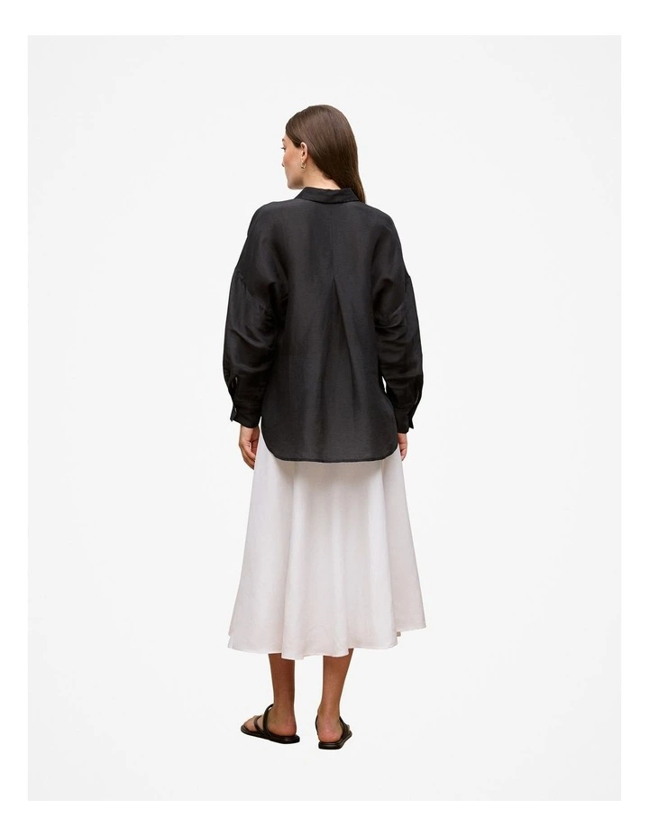 Linen Silk Resort Shirt in Black image 5