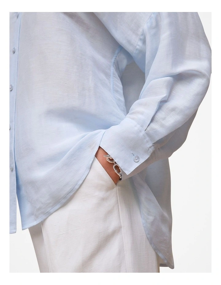 Linen Silk Resort Shirt in Ice Blue image 3