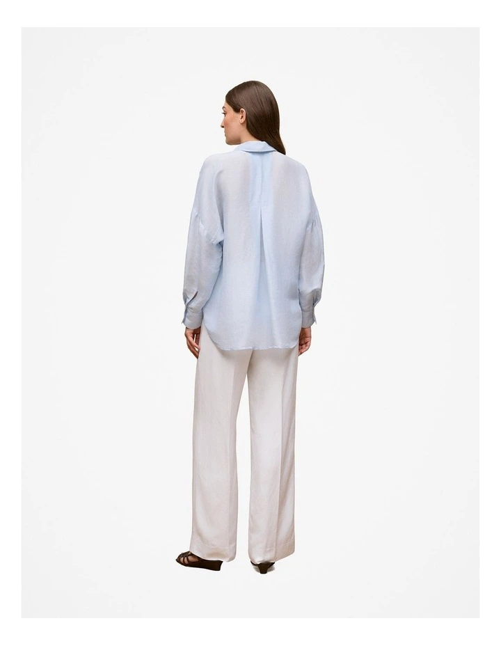 Linen Silk Resort Shirt in Ice Blue image 4