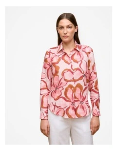 Peony Linen Classic Shirt in Soft Pink