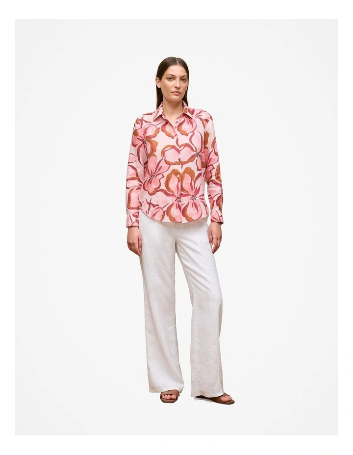 Peony Linen Classic Shirt in Soft Pink image 2