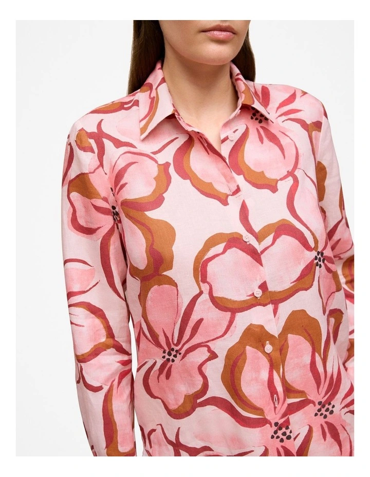 Peony Linen Classic Shirt in Soft Pink image 3