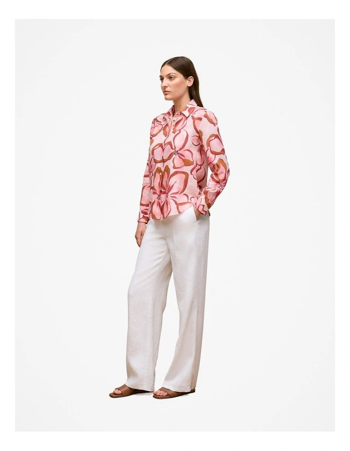 Peony Linen Classic Shirt in Soft Pink image 4