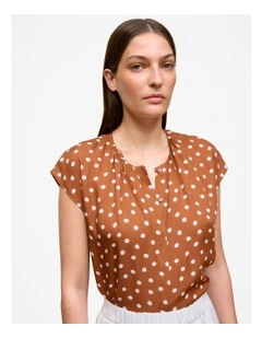 Spot Modal Cap Sleeve Blouse in Burnt Orange