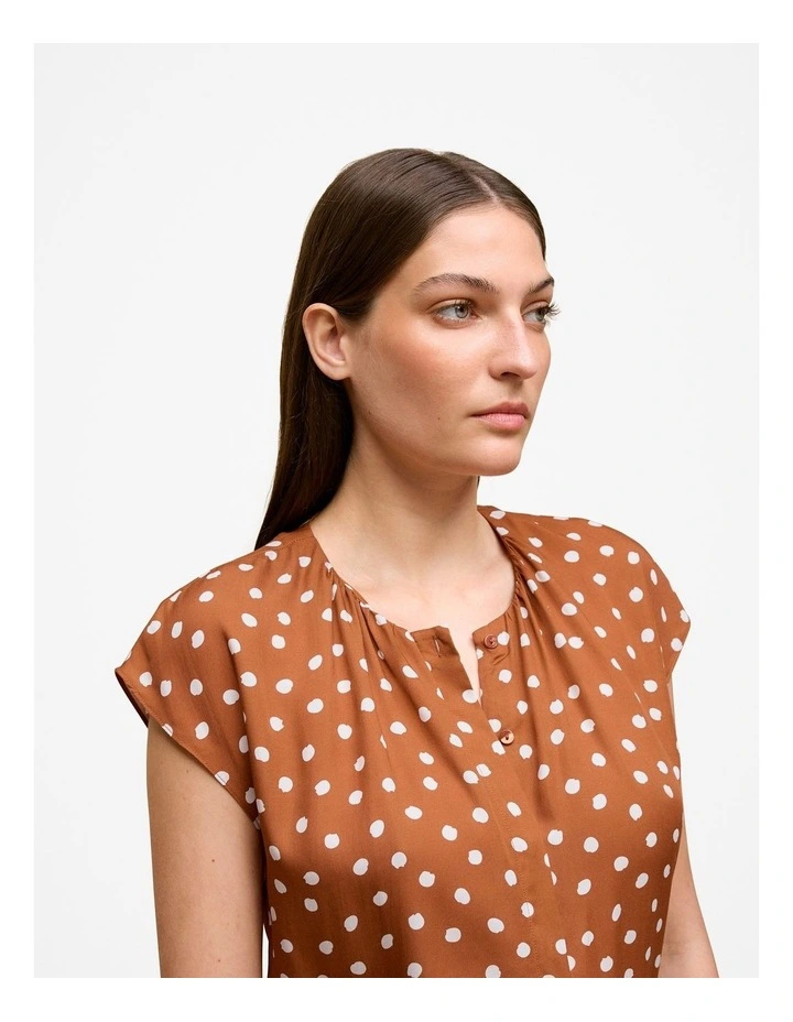Spot Modal Cap Sleeve Blouse in Burnt Orange image 3