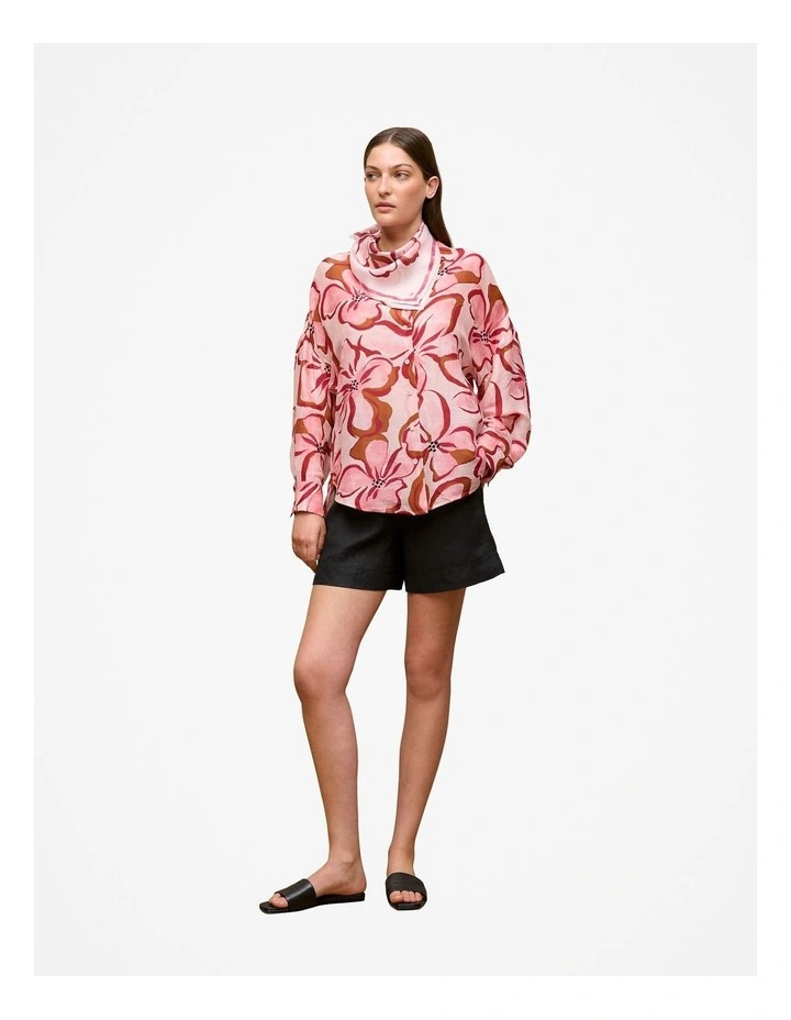 Peony Linen Silk Resort Shirt in Soft Pink image 3