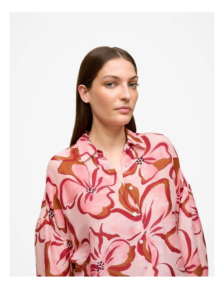 Peony Linen Silk Resort Shirt in Soft Pink image 4