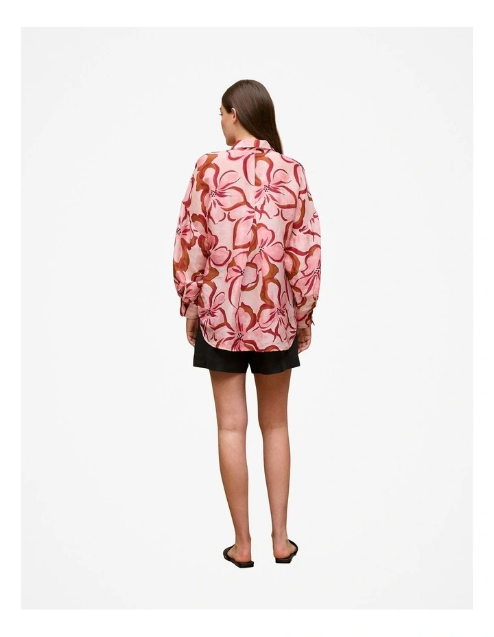 Peony Linen Silk Resort Shirt in Soft Pink image 5
