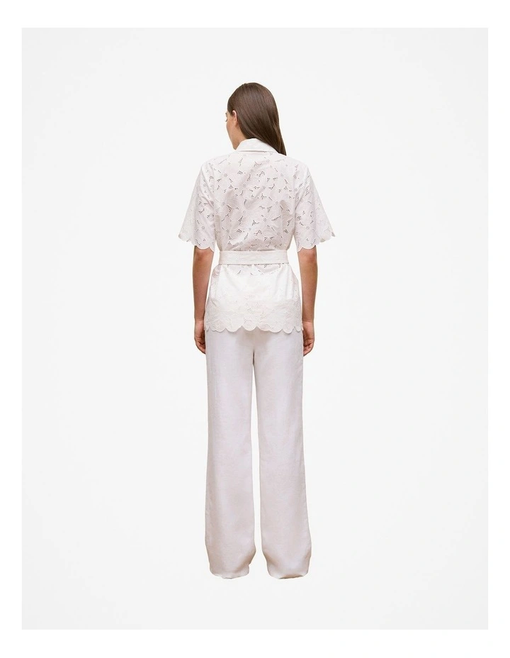 Peony Cutwork Belted Shirt in White image 6
