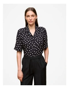 Spot Camp Collar Shirt in Black