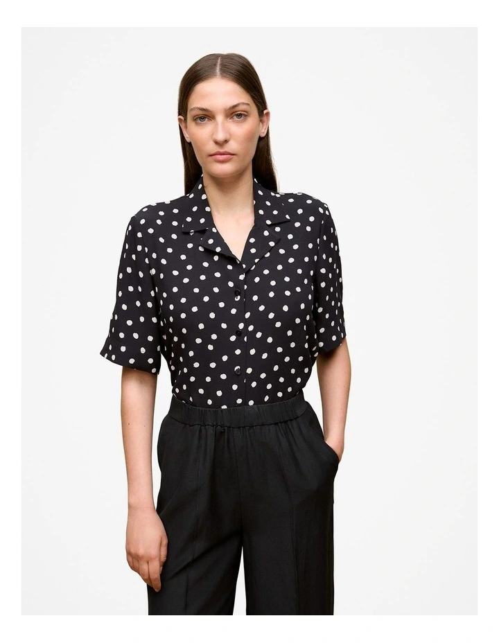 Spot Camp Collar Shirt in Black image 1