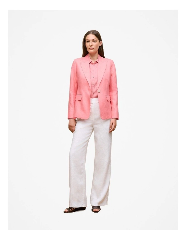 Delave Linen Cap Sleeve Shirt in Pink Peony image 2